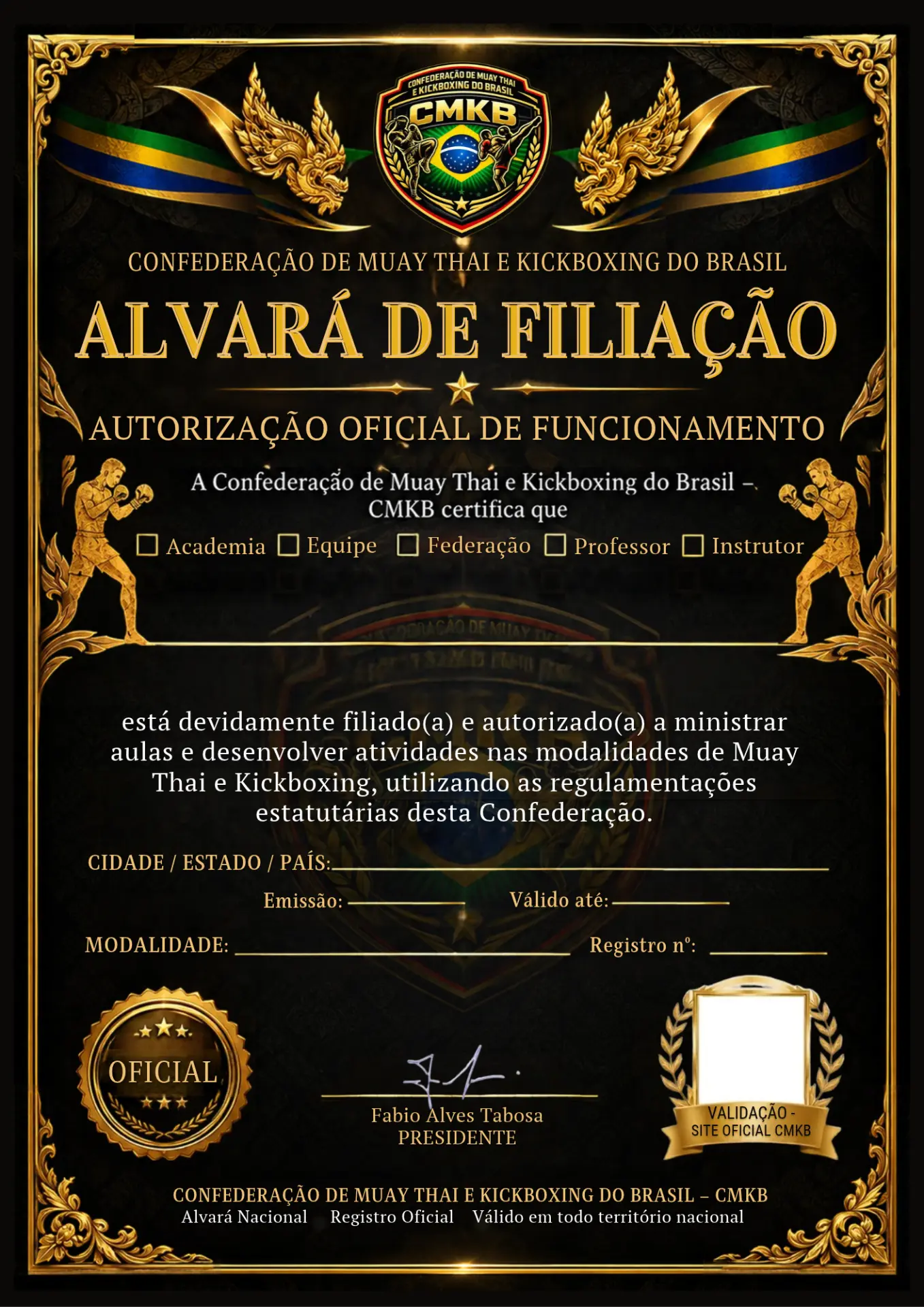 MODELO — Alvará de filiação CMKB